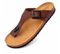 GONKOS®, Leather Sandals, Anatomical Cork Insole, Genuine Leather, Natural Cork, Adjustable Buckle on the Foot, Unisex Toe Sandals, Quality Sandals Made in Spain, Color Brown Size 12