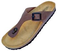 GONKOS®, Leather Sandals, Anatomical Cork Insole, Genuine Leather, Natural Cork, Adjustable Buckle on The Foot, Unisex Toe Sandals, Quality Sandals Made in Spain, Color Brown Size 10