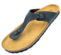 GONKOS®, Leather Sandals, Anatomical Cork Insole, Genuine Leather, Natural Cork, Adjustable Buckle on The Foot, Unisex Toe Sandals, Quality Sandals Made in Spain, Color Black Size 13