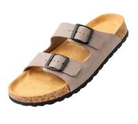 GONKOS®, Leather Sandals with Buckles, Genuine Leather, Natural Cork, Adjustable Buckles on the Foot, Men/Women Sandals, Quality Sandals Made in Spain, Stone color Size 8