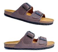GONKOS®, Leather Sandals with Buckles, Genuine Leather, Natural Cork, Adjustable Buckles on the Foot, Men/Women Sandals, Quality Sandals Made in Spain, Color Brown Size 13