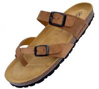 GONKOS®, Leather Sandals Women Men, Genuine Leather, Natural Cork, Mules Shoes for Mens Womens Ladies Sandals, Women's Mules, Toe Sandal, Quality Made in Spain, Color Muscade Suede Size 8