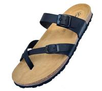 GONKOS®, Leather Toe Sandals, Anatomical Cork Insole, Genuine Leather, Natural Cork, Adjustable Buckle on The Foot, Unisex Toe Sandals, Quality Sandals Made in Spain, Black Color Size 7