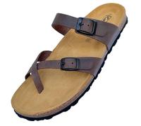 GONKOS®, Leather Toe Sandals, Anatomical Cork Insole, Genuine Leather, Natural Cork, Adjustable Buckle on The Foot, Unisex Toe Sandals, Quality Sandals Made in Spain, Brown Color Size 12