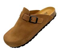 GONKOS®, Suede Leather Clogs with Cork Insole, Genuine Leather, Natural Cork, Adjustable Buckle to The Foot, Men/Women Sandals, Quality Sandals Made in Spain, Muscade Color, Size 7