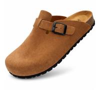 GONKOS®, Suede Leather Clogs with Cork Insole, Genuine Leather, Natural Cork, Adjustable Buckle to the Foot, Men/Women Sandals, Quality Sandals Made in Spain, Muscade Color, Size 5