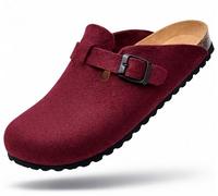 GONKOS®, Wool Felt Clogs, Anatomical Insole Made of Genuine Leather and Natural Cork, Felt Clogs Slippers Women and Men, Slippers Mules Slip On, Made in Spain, Bordeaux 42
