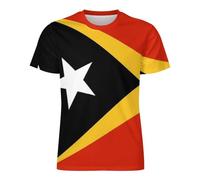 GONMFKM East Timor Flag Printed Tshirt Men Women with National Flag Printed Funny Quick Dry Costume Novelty Unisex Summer Breathable Mesh Crew Neck Tee T-Shirt for Adults, S