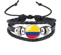 GONMFKM Fashion Colombia Flag Bracelet - Vintage Multi-Layer Woven Adjustable Beaded Bangle, South America Countries Wristband Jewelry Gift Accessories For Men Women,Black,Long 18Cm
