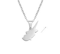 GONMFKM Fashion Cyprus Map Pendant Necklace - Vintage Patriotic Solid Color Pattern Charm Card Choker Chain,Unique Sweater Necklace Jewelry Accessories,White,60Cm