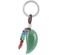 GONMFKM Fashion Green Aventurine Stone Keychain Angel Wing Charm Motorcycle Key Ring,Chakra Gemstone Crystal Key Holder For Women Men Christmas Gifts,Fashion Keychain,Long:7.6Cm