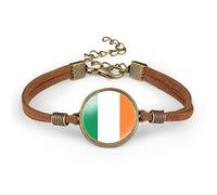 GONMFKM Fashion Ireland Flag Bracelet Handmade Braid National Flag Time Stone Adjustable Tail Chain Bracelet, Souvenir Novelty Multinational Handmade Braid Jewelry For Men Women Couple Gift,As Shown