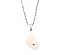 GONMFKM Fashion National Map Of Montserrat Island Necklace - Patriotic Ethnic Hollow Heart Charm Pendant Sweater Chain,Fashion Hip Hop Collarbone Chain Jewellery Accessories,White,50Cm
