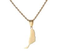 GONMFKM Fashion Spain Fuerteventura Map Islands Pendant Necklace - Novelty Solid Color Smooth Pattern Charm Clavicle Chain,Adjustable Chain Patriotic Jewellery For Women Girl Men,Yellow,50Cm