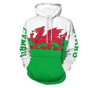 GONMFKM Fashion Unisex Hoodie Sweatshirt, Wales Cymru Flag Hip Hop Tops Casual Hooded Pullover Sweatshirt Flag Printed Casual Streetwear For Autumn Winter Outdoor Pullover 1 Xxl