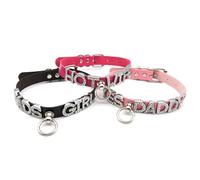 GONMFKM Fashionable Charm Choker Custom For Men Women, Vintage Gothic Leather Choker Custom Name Word Rhinestone Letter Necklace,Adjustable Length Cosplay Punk Collar Hook Neckband,Black,Adjustable