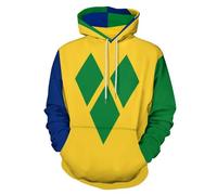 GONMFKM Hoodie Men Women Hoodie 3D Saint Vincent And The Grenadines Flag Print Long Sleeve Pullover With Hood Unisex Couple Sweatshirts For Men Casual Hooded Jacket Drawstring Hoody With Pocket