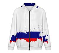GONMFKM Mens Dualpock Gym Hoodies, Casual Running Sports Hooded Sweatshirt Workout Breathable Jackets Zip Up Long Sleeve Funny Russia Map Flag Printed Jacket Xl