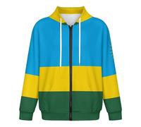 GONMFKM Men'S Hoodies Zip Up Sweatshirt Jackets Lightweight Long Sleeve Zipped Jumper Tops Sweater Hoodies for Men S-5Xl Oversized Rwanda Flag Printed Cardigan Jacket 3Xl