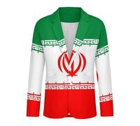 GONMFKM Mens Suit Jacket Fashion Iran National Flag Printed Two Button Casual Blazer Sports Coat Notched Lapel Business Jackets Lightweight Large Size Slim Fit Blazer for Men