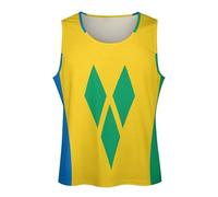 GONMFKM Mens Vest Tops Summer Saint Vincent and Grenadines Flag Printed Round Neck Beach Mens Holiday Tank Top Casual Sleeveless T Shirt Fitness Workout Sports Top, XL