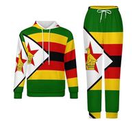 GONMFKM Mens Womens Tracksuit Full Set 2 Piece Sweatsuit Outfit Novelty Zimbabwe Flag Print Long Sleeve Hoodie Pullover Sweatshirt Jogger Sweatpant Lounge Full Set Flag 2 Xl