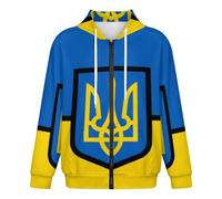 GONMFKM Mens Zip Up Long Sleeve Hoodies - Running Sports Hooded Sweatshirt for Men with Pockets Casual Funny Map Of Ukraine Flag Printed Jacket 2Xl