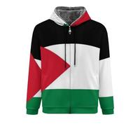 GONMFKM Palestine Flag Winter Jacket Men, Lined Jacket With Hood Men, Warm Coat With Zipper, Men'S Windproof Outdoor Jacket, Pocket Jacket Winter Coat L