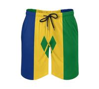 GONMFKM Saint Vincent and The Grenadines and Nevis Flag Pattern Men's Swim Trunks Quick Dry with Mesh Lining and Pockets Saint Vincent and The Grenadines XL