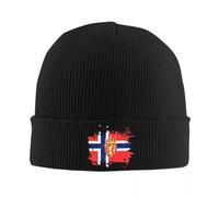 GONMFKM Unisex Norway Country Flag Knit Hat - Norwegian Symbol Print Knitted Beanie Cap Warm Skullies Hat, Slouchy Elasticity Ski Cap Gifts for Men Women Black One Size