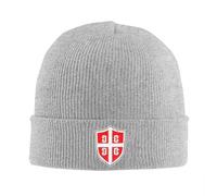 GONMFKM Unisex Serbian Cross Flag Beanie Hat - Hippie Symbols Print Beanie Knitted Cuffed Autumn Winter Warm Hat,Skullcap Ski Cap for Outdoor Sports Gray One Size