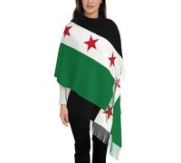 GONMFKM Warm Blanket Scarf for Winter, Syria Flag Shawl Wrap for Womens Winter Large Long Scarf The Syrian Arab Republic Neckerchief Tassel Scarves,One size
