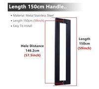 GONMPJZR 18 inch/ 24/39/ 47 59 inch Interior Exterior Door Handle,Metal Glass Handles Easy to Install,Contemporary Double Sided Design,Shower Basement Patio(Silver,Length 150cm(59inch))