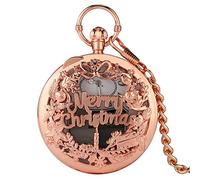 GONMPJZR Vintage Watch, Musical Movement Pocket Watch Quartz Hand Crank Playing Music Watch Chain Pendant Clock Happy New Year Gifts(Rose Gold)