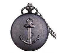 GONMPJZR Vintage Watch, Quartz Pocket Watch Anchor Pattern for Foremast Hand Marine Antique Chain Men Watches-Black(Black)