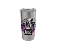 Gonna Be Busy Startin' Trouble Funny Skeleton Witch Stainless Steel Insulated Tumbler