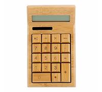 GONNELY Calculator Upgraded, Solar Powered Calculator- 12-Digit Pocket Standard Calculator, Solar and Battery Dual Power Bamboo Wood Calculator Rechargeable Portable for Office School (18/29 Keys)