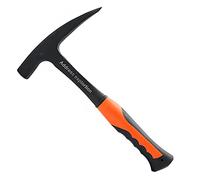 Gonnely Geological Hammer,Professional 11.4'' Flat Head Brick Hammer,Multifunctional Non-Slip Orange Handle Pointed Geological Survey Hammer,Hand Tools for Mineral Exploration
