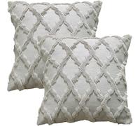GONOVE Cushion Cover 45×45cm Soft Plush Faux Fur Throw Pillow Case Set of 2 Decorative Square Striped Pillow Covers Cushion Protectors for Sofa Couch Bedroom Office