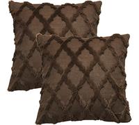 GONOVE Cushion Cover 45×45cm Soft Plush Faux Fur Throw Pillow Case Set of 2 Decorative Square Striped Pillow Covers Cushion Protectors for Sofa Couch Bedroom Office