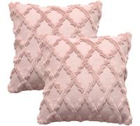 GONOVE Cushion Cover 50×50cm Soft Plush Faux Fur Throw Pillow Case Set of 2 Decorative Square Striped Pillow Covers Cushion Protectors for Sofa Couch Bedroom Office