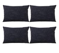 GONOVE Cushion Covers 30×50cm Solid Soft Cotton Linen Throw Pillow Cover Set of 4 Decorative Plain Pillowcase Cushion Cover for Home Sofa Bed Chair Décor, Black Ash