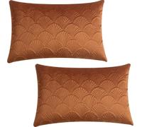 GONOVE Cushion Covers 30x50cm Decorative Retro Embossing Throw Pillow Covers Set of 2 Square Velvet Soft Cushions Pillow Cases for Fall Home Sofa Couch Chair Decor,Rust Orange