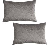 GONOVE Cushion Covers 30x50cm Decorative Retro Embossing Throw Pillow Covers Set of 2 Square Velvet Soft Cushions Pillow Cases for Home Sofa Couch Chair Decor,Grey