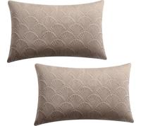 GONOVE Cushion Covers 30x50cm Decorative Retro Embossing Throw Pillow Covers Set of 2 Square Velvet Soft Cushions Pillow Cases for Home Sofa Couch Chair Decor,Khaki