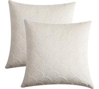 GONOVE Cushion Covers 40x40cm Decorative Retro Embossing Throw Pillow Covers Set of 2 Square Velvet Soft Cushions Pillow Cases for Home Sofa Couch Chair Decor,Cream