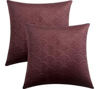 GONOVE Cushion Covers 40x40cm Decorative Retro Embossing Throw Pillow Covers Set of 2 Square Velvet Soft Cushions Pillow Cases for Home Sofa Couch Chair Decor,Burgundy