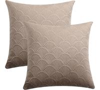 GONOVE Cushion Covers 45x45cm Decorative Retro Embossing Throw Pillow Covers Set of 2 Square Velvet Soft Cushions Pillow Cases for Home Sofa Couch Chair Decor,Khaki