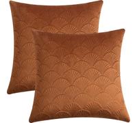 GONOVE Cushion Covers 45x45cm Decorative Retro Embossing Throw Pillow Covers Set of 2 Square Velvet Soft Cushions Pillow Cases for Fall Home Sofa Couch Chair Decor,Rust Orange
