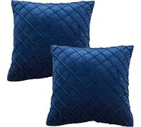 GONOVE Cushion Covers 45X45cm Soft Velvet Decorative Throw Pillow Cases Pack of 2 Square Pillow Covers Pillowcases with Invisible Zipper for Home Couch Sofa Bed, Navy Blue